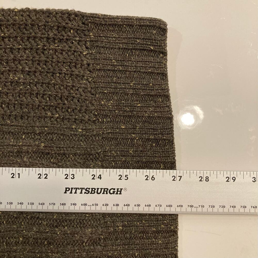Nwot NEXT Sweater Men M Brown Wool-Blend Cable Knit Speckled 1/4-Btn Mock-Neck - Picture 10 of 11